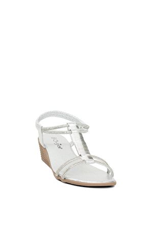Guja 24Y145-1 Kadın Dolgu Topuk Sandalet Gümüş