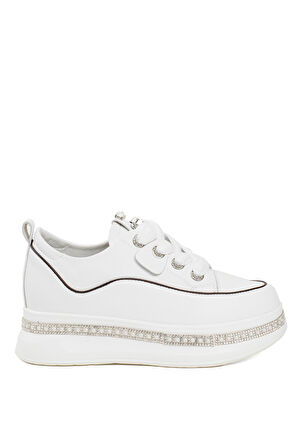 Guja 24K308-1 Kadın Hakiki Deri Kalın Taban Sneaker Beyaz