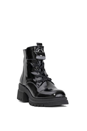 Elit DK2322 Kadın Hakiki Deri Topuklu Bot Siyah