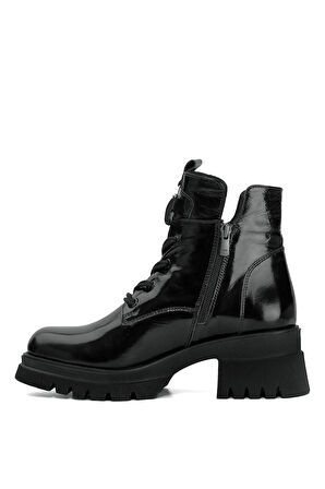 Elit DK2322 Kadın Hakiki Deri Topuklu Bot Siyah