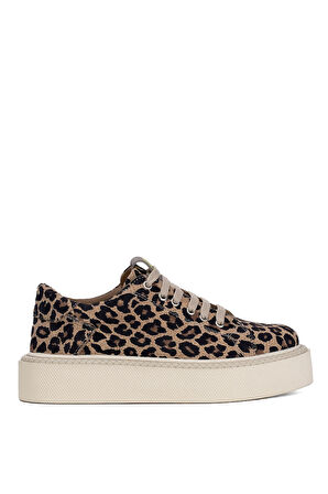 Elit DK34121 Kadın Hakiki Deri Klasik Sneaker Leopar