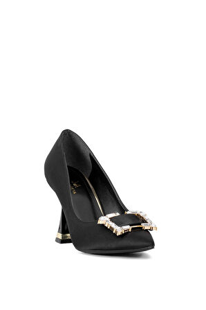 Elit Brk326S Kadın Tokalı Klasik Topuklu Ayakkabı Siyah