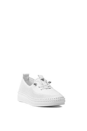 Voyager Z083 Kadın Hakiki Deri Ortopedik Casual Ayakkabı Beyaz