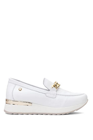 Mammamia D25YA-3510 Kadın Hakiki Deri Casual Ayakkabı Beyaz