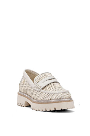 Mammamia D25YA-3660 Kadın Hakiki Deri Casual Ayakkabı Krem