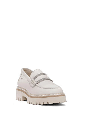 Mammamia D25YA-3705 Kadın Hakiki Deri Casual Ayakkabı Krem
