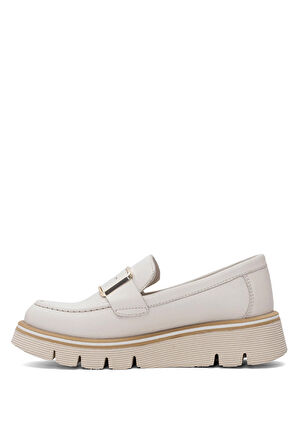 Mammamia D25YA-3760 Kadın Hakiki Deri Casual Ayakkabı Krem