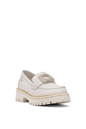 Mammamia D25YA-3855 Kadın Hakiki Deri Casual Ayakkabı Krem