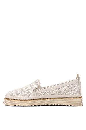 Mammamia D25YA-690 Kadın Hakiki Deri Casual Ayakkabı Kemik