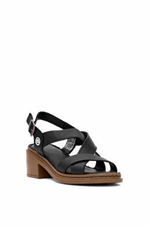Mammamia D25YS-2560 Kadın Hakiki Deri Topuklu Sandalet Siyah
