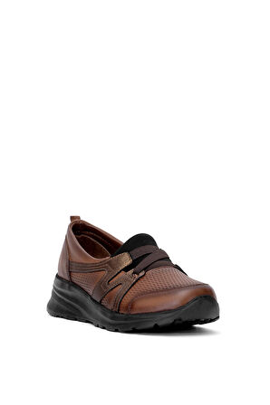 Elit ERLMAR048 Kadın Hakiki Deri Ortopedik Casual Ayakkabı Taba