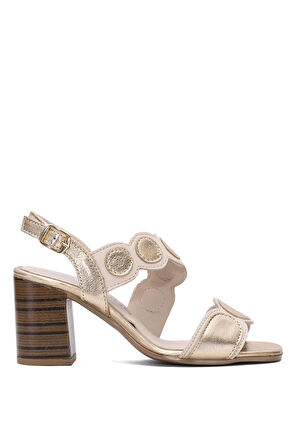 Venüs 2108513Y Kadın Hakiki Deri Topuklu Sandalet Bej