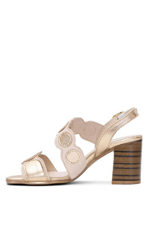 Venüs 2108513Y Kadın Hakiki Deri Topuklu Sandalet Bej