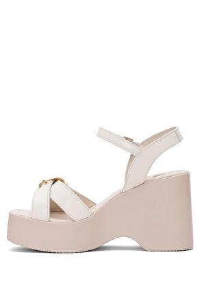 Venüs 2311531Y Kadın Hakiki Deri Dolgu Topuk Sandalet Bej