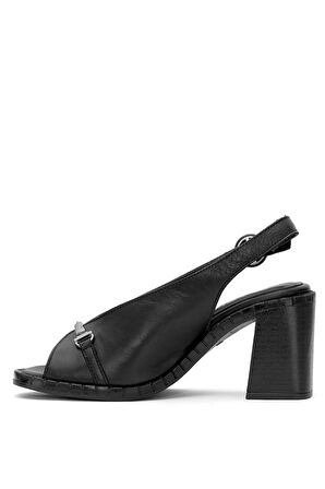 Venüs 2511902Y Kadın Hakiki Deri Topuklu Sandalet Siyah