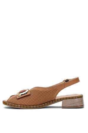 Venüs 2512003Y Kadın Hakiki Deri Topuklu Sandalet Taba