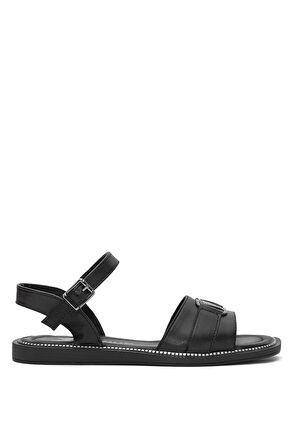 Venüs 2512203Y Kadın Hakiki Deri Düz Sandalet Siyah