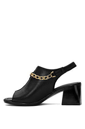 Pierre Cardin PC-54632 Kadın Hakiki Deri Topuklu Sandalet Siyah