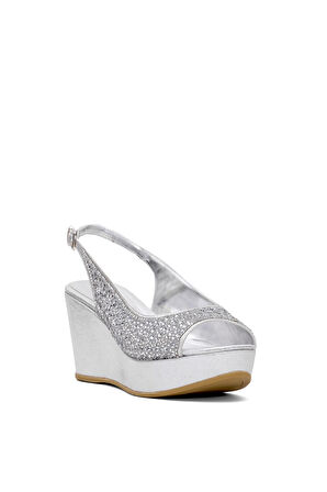 Beety 25BY223.343 Kadın Dolgu Topuk Sandalet Gümüş