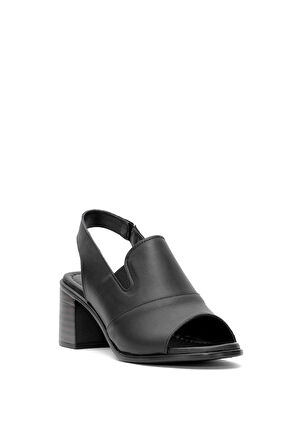 Venüs 24381825Y Kadın Hakiki Deri Topuklu Sandalet Siyah
