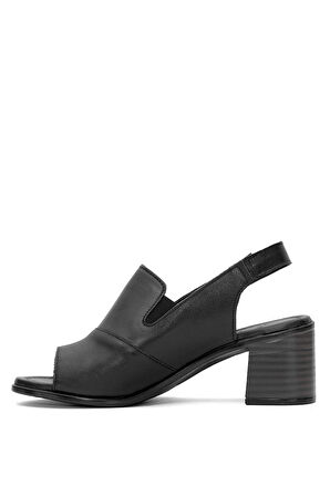 Venüs 24381825Y Kadın Hakiki Deri Topuklu Sandalet Siyah