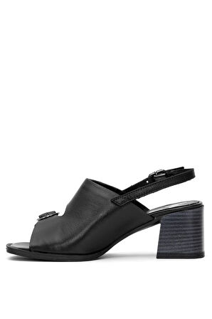 Venüs 2510912Y Kadın Hakiki Deri Topuklu Sandalet Siyah