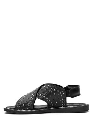 Venüs 2512204Y Kadın Hakiki Deri Düz Sandalet Siyah