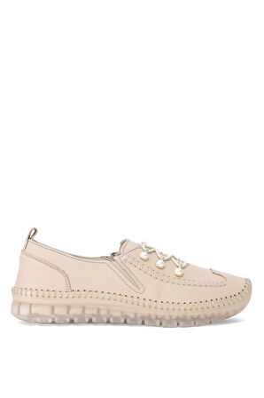 Voyager Y9871 Kadın Hakiki Deri Ortopedik Casual Ayakkabı Bej