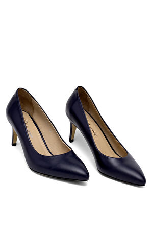 Elit Selestia Kadın Hakiki Deri Stiletto Lacivert