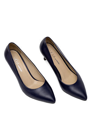 Elit Selestia Kadın Hakiki Deri Stiletto Lacivert