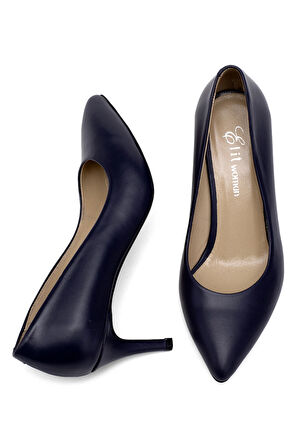 Elit Selestia Kadın Hakiki Deri Stiletto Lacivert