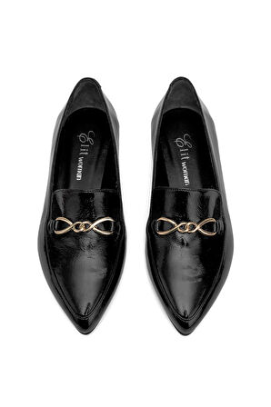 Elit Fiora Kadın Hakiki Rugan Deri Casual Ayakkabı Siyah