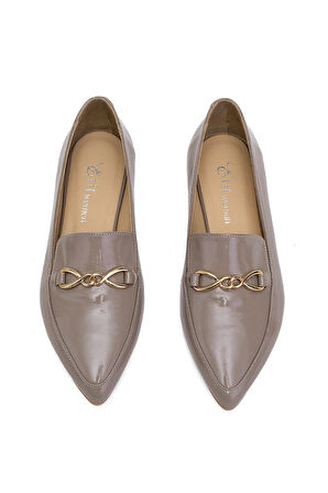 Elit Fiora Kadın Hakiki Rugan Deri Casual Ayakkabı Vizon