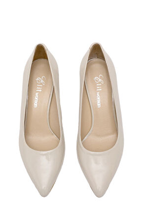 Elit Elysia Kadın Hakiki Rugan Deri Stiletto Bej