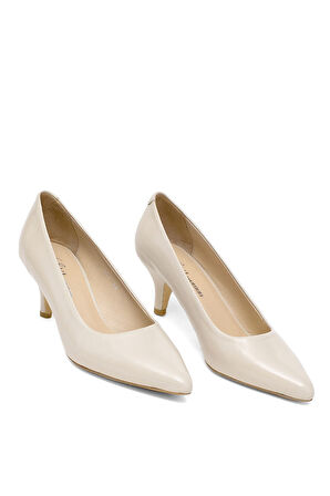 Elit Elysia Kadın Hakiki Rugan Deri Stiletto Bej