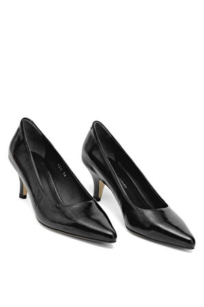 Elit Elysia Kadın Hakiki Rugan Deri Stiletto Siyah