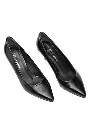 Elit Elysia Kadın Hakiki Rugan Deri Stiletto Siyah