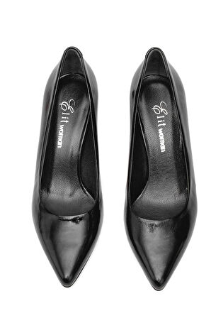 Elit Elysia Kadın Hakiki Rugan Deri Stiletto Siyah