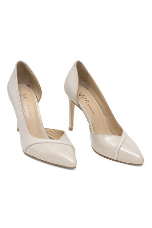 Elit Arlena Kadın Hakiki Deri Stiletto Bej