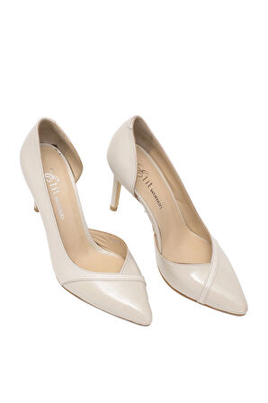 Elit Arlena Kadın Hakiki Deri Stiletto Bej