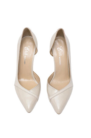 Elit Arlena Kadın Hakiki Deri Stiletto Bej