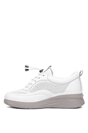 Elit AsAsG121C Kadın Hakik Deri Ortopedik Casual Ayakkabı Beyaz