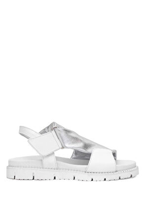 Venüs 25440022Y Kadın Hakiki Deri Düz Sandalet Gümüş