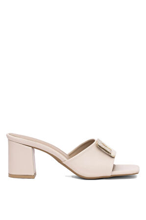 Elit CMR445C Kadın Topuklu Terlik Bej