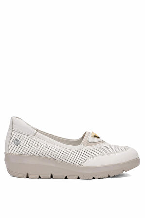 Mammamia D25YA-7450 Kadın Hakiki Deri Casual Ayakkabı Krem