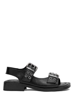 Venüs 2514101Y Kadın Hakiki Deri Topuklu Sandalet Siyah