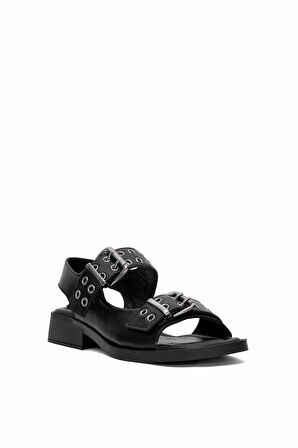 Venüs 2514101Y Kadın Hakiki Deri Topuklu Sandalet Siyah