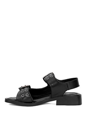 Venüs 2514101Y Kadın Hakiki Deri Topuklu Sandalet Siyah