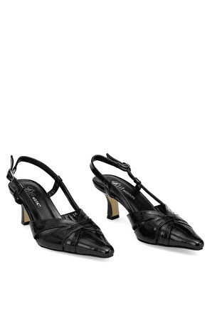 Elit Evelina Kadın Hakiki Deri Klasik Topuklu Ayakkabı Siyah