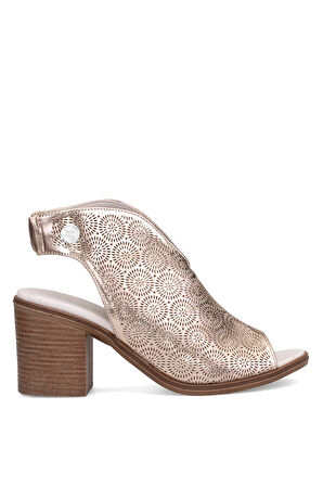 Mammamia D25YS-2915 Kadın Hakiki Deri Topuklu Sandalet Dore